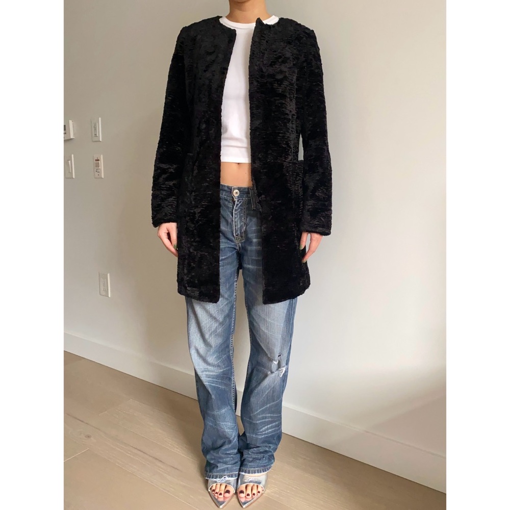 Vintage Ralph Lauren black faux fur coat